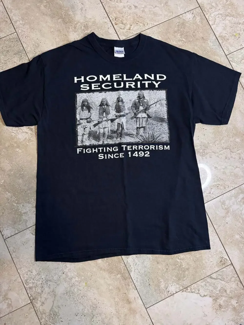 Homeland Security Fighting Terrorism Since 1492 Native American Graphic T-Shirt